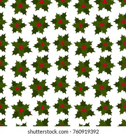 Holly berry Christmas and New Year seamless pattern for wrapping paper, wallpaper, textiles, web page background and other items.