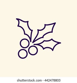 Holly Berry Christmas Outline Icon Stock Vector (Royalty Free ...