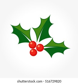 Holly berry Christmas plant icon. Vector illustration