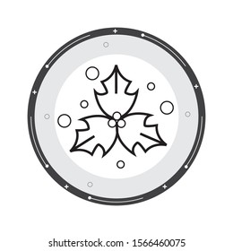 Holly berry Christmas vector line icon flat design