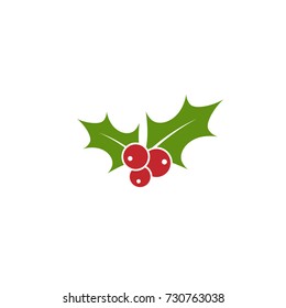 Holly berry flat icon. Christmas symbol vector illustration. holiday ilex sign isolated on white