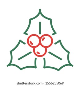 Holly berry icon. Christmas concept. Simple design. Line vector. Isolate on white background.