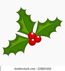 Holly berry icon. Christmas symbol vector illustration 