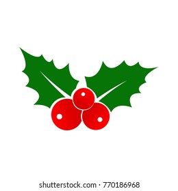 Holly Berry icon. Christmas symbol. Xmas holiday decoration element. Vector illustration.