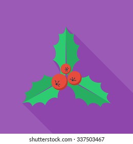 Holly berry icon. Flat vector related icon with long shadow for web and mobile applications. It can be used as - logo, pictogram, icon, infographic element. Vector Illustration.