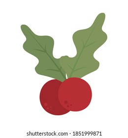 holly berry icon over white background, handrawn style, vector illustration