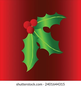 A holly berry icon. A timeless Christmas symbol. The festive design, with vibrant red berries and green leaves, holiday cheer. Seasonal joy and decorating creative projects. Element for design. 
