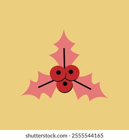 Holly berry leaf christmas icon decoration