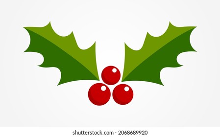 Holly berry leaves Christmas icon ornament. Vector illustration.