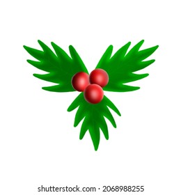 Holly berry leaves Christmas icon. Vector illustration