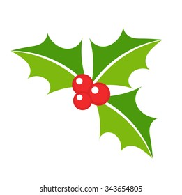 Holly berry leaves Christmas symbol. Vector illustration