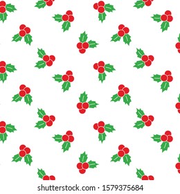 Holly berry leaves seamless pattern texture vector. Abstract christmas and new year background 