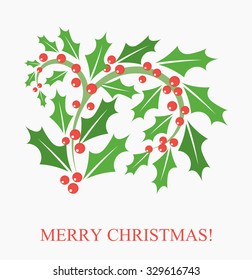 Holly berry leaves. Vector illustration