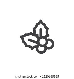 Holly berry line icon. linear style sign for mobile concept and web design. Xmas berries outline vector icon. Symbol, logo illustration. Vector graphics