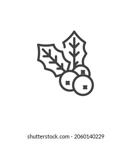 Holly Bery Line Symbol. lineares Stilzeichen für mobiles Konzept und Webdesign. Weihnachtsberry-Umriss-Vektorsymbol. Symbol, Logo-Abbildung. Vektorgrafik