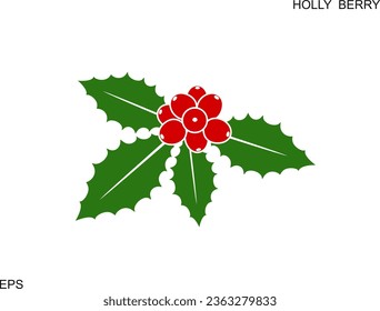 Holly berry logo. Isolated holly berry on white background. Christmas