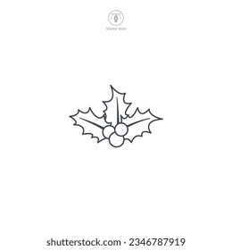 Holly Berry, Mistletoe icon symbol vector illustration isolated on white background
