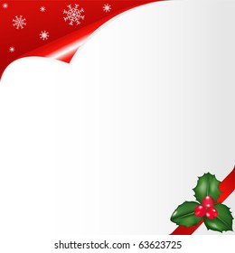 Holly Berry And Paper, Vector Illustration