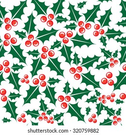 Holly berry. Seamless pattern