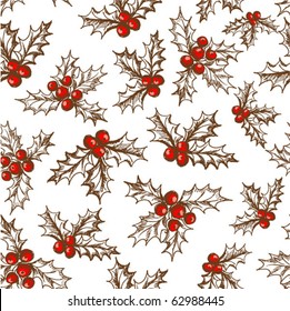 Holly Berry. Seamless Pattern