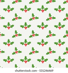 Holly berry seamless pattern illustration