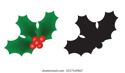 Holly Berry Seasonal Plant. International winter New Year holiday concept vector