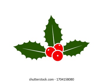 Holly berry set. Isolated holly berry on white background. Christmas