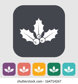 Holly berry. Single flat icon on the button. Vector illustration.