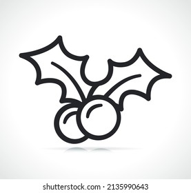 holly berry thin line icon isolated design