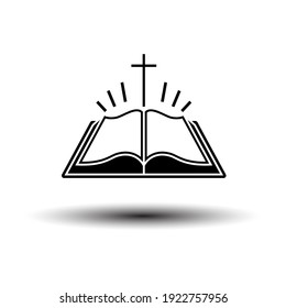 Holly Bible Icon. Black on White Background With Shadow. Vector Illustration.