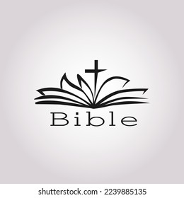 Holly Bible Icon. Dark Gray on Gray Background With Round Shadow. Vector Illustration.