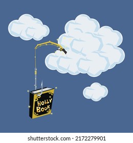 Holly Book cartoon illustration. God and his commandments- Fear of God.