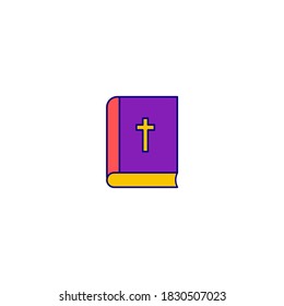 Holly book icon. Halloween icon. Simple, flat, outline, color. Filled color icon.