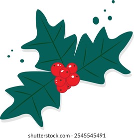 Holly Zweig mit Beeren.Vektorgrafik