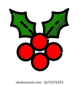 Holly Branch With Red Berries