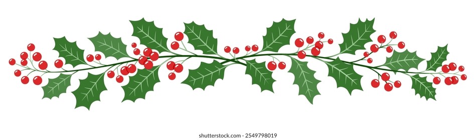 Holly Natal bagas cereja ramo ilustrações cor