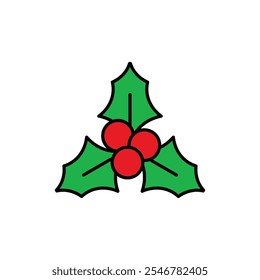 holly christmas leaves christmas theme icon graphic illustration colored art