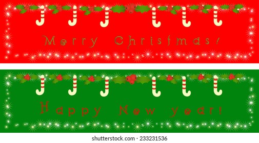 Holly Christmas and new year banner