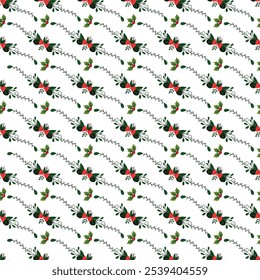 Holly Christmas Seamless Vector Pattern Design