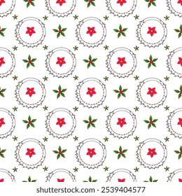 Holly Christmas Seamless Vector Pattern Design