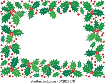 Holly Christmas Symbol Rectangle Frame Stock Vector (Royalty Free ...