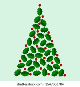 holly christmas tree vector design