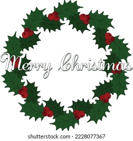 Holly Christmas wreath isolated vector