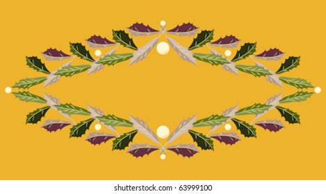 Holly decorative element with gold background