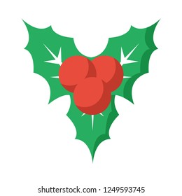 Holly flat icon. You can be used holly icon for several purposes like: websites, UI, UX, print templates, promotional materials, info-graphics, web and mobile phone apps.
