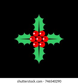 Holly flat vector icon on a black background
