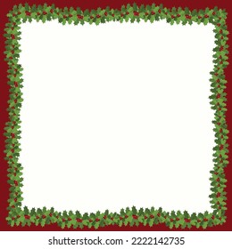 Holly garland frame border vector illustration holiday design