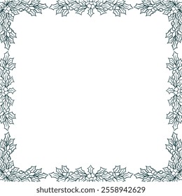 Holly garland frame vector background. Christmas border illustration for winter holidays invitation card, banner, greeting card, postcard, packaging, print