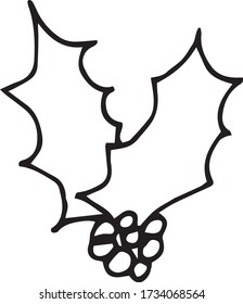 elemento dibujado a mano en forma de doodle. minimalismo monocromático vectorial escandinavo. símbolo de decoración de navidad