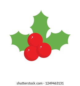 holly icon in flat style isolated vector illustration on white transparent background. Christmas holly icon vector